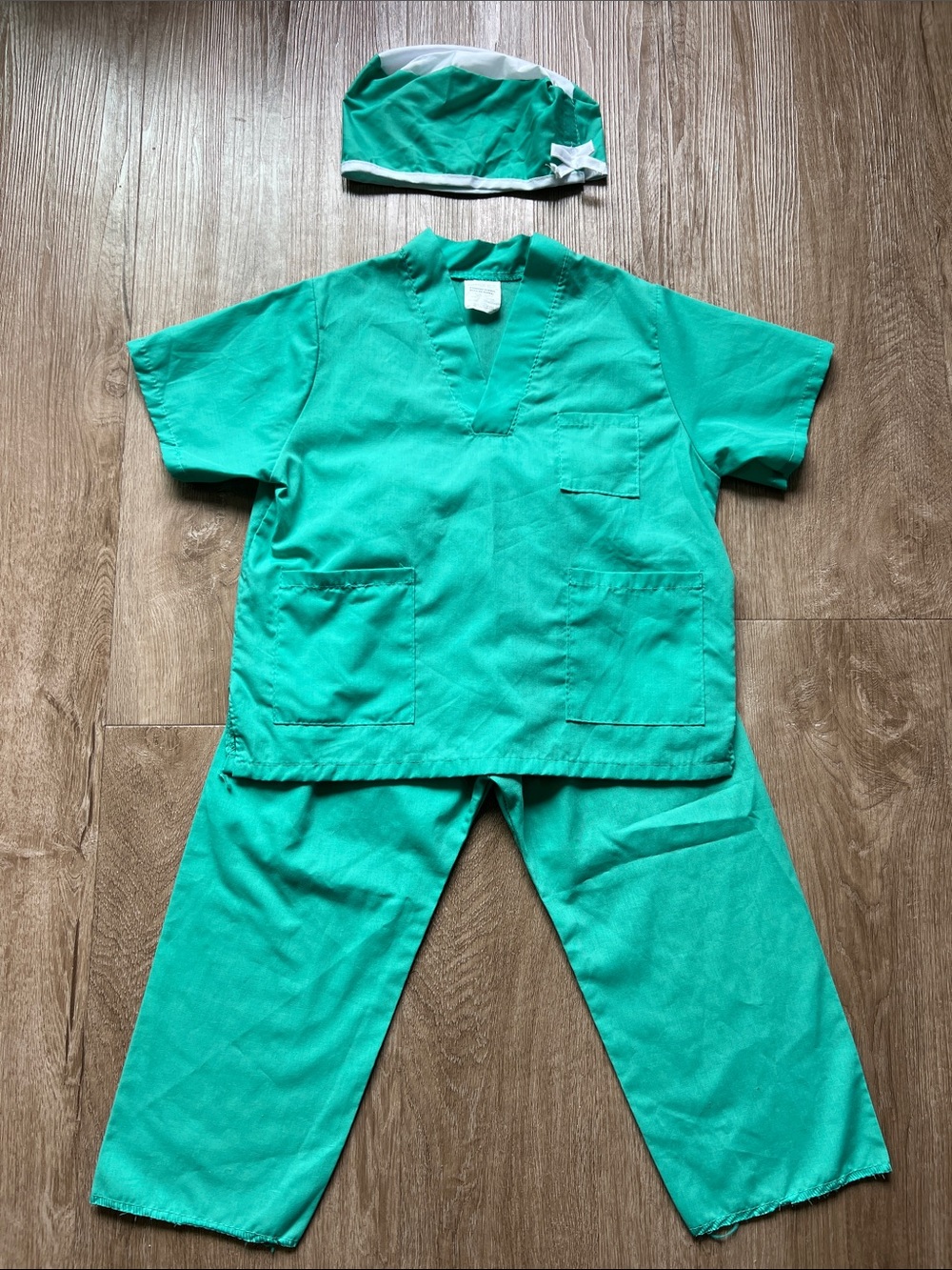 Toddler Green Medical Scrub Set with Cap for Halloween or Dress Up Size 3-5T